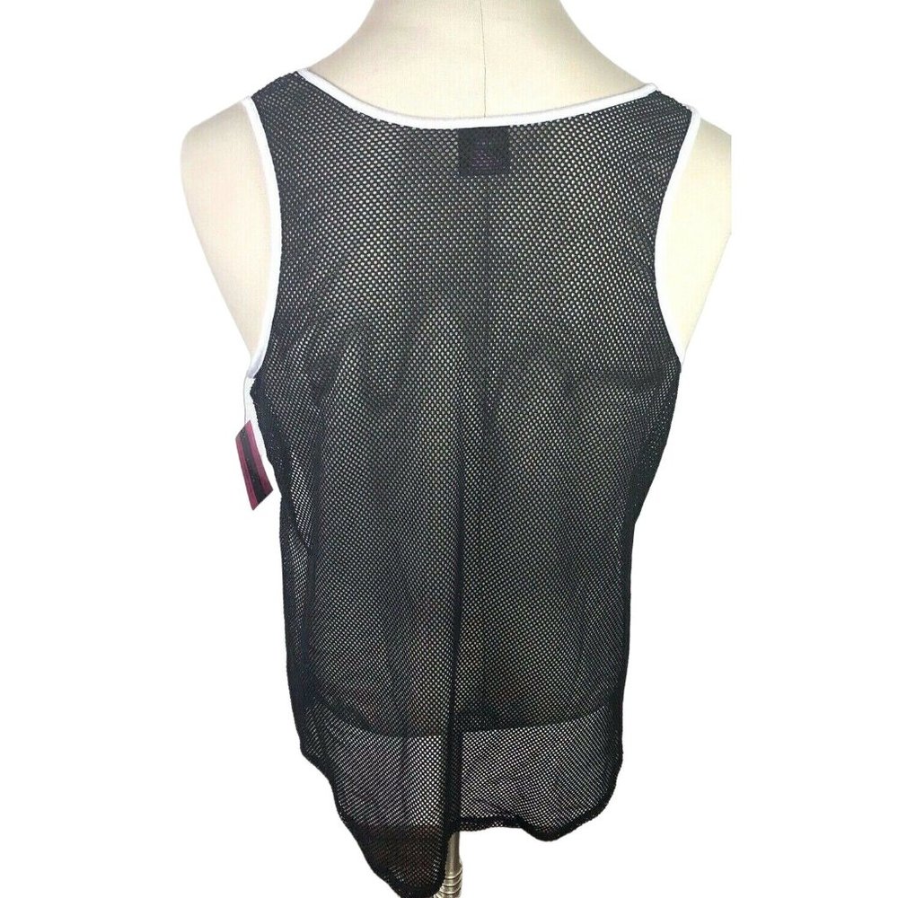 Material Girl Active Juniors' Women's Mesh-Back Tank Top,‎ White/Black XL - Picture 5 of 8
